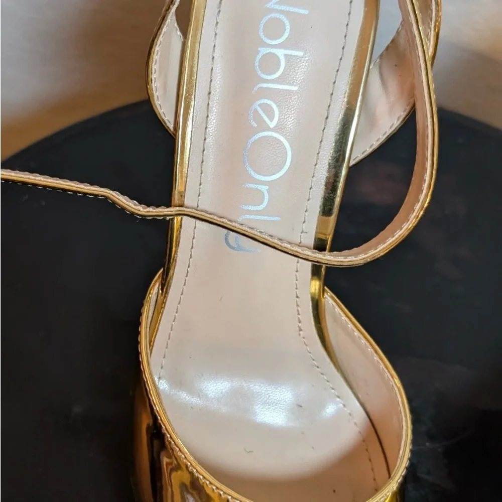 Gold Metallic Platform Slingback Heels